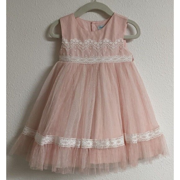 ABEL & LULU Beautiful Sleeveless Net Overlay Lace Trimmed Dress and Bloomers 36M - Picture 1 of 12